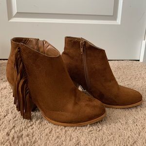 Fringe ankle booties
